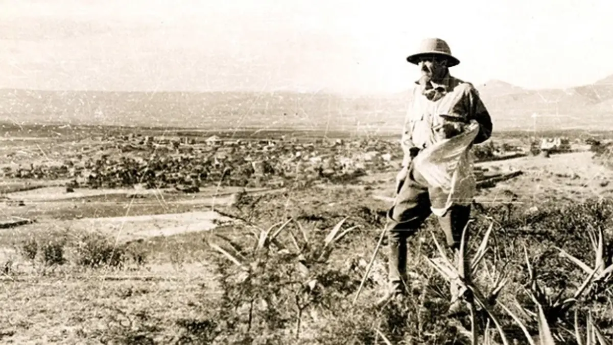 An early photograph of Webb Miller, working the fields in Cass County.