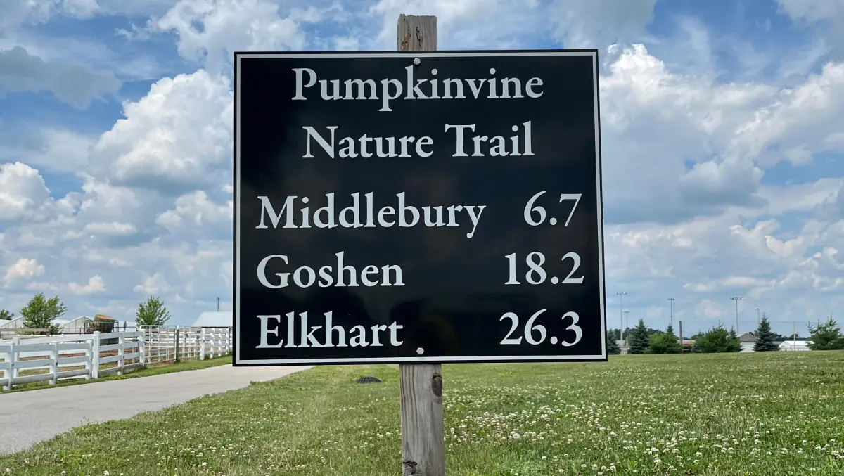 A trailhead on the Pumpkinvine Trail