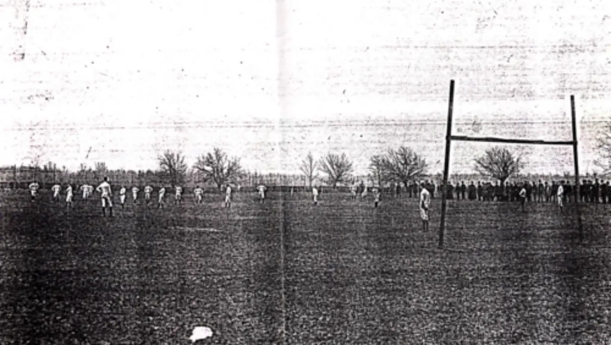 Old photo shows the sporting grounds at Notre Dame, circa 1890s