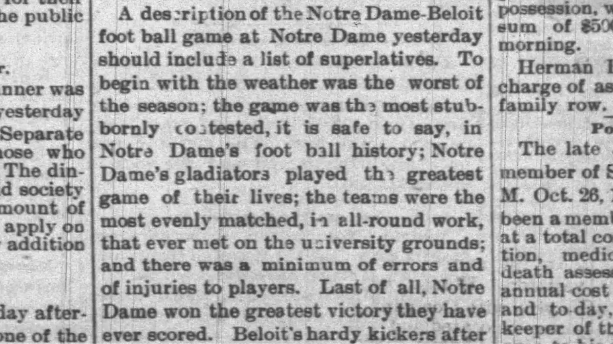 Clipping from the South Bend Tribune; November 27, 1896