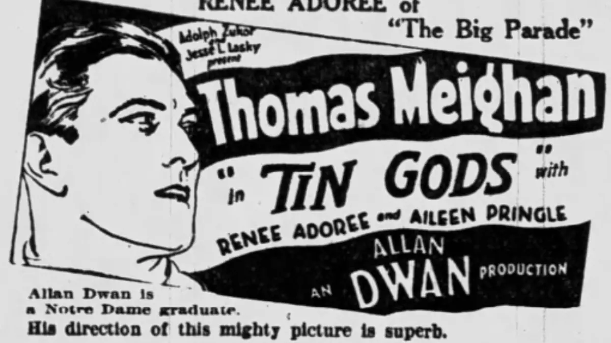 Newspaper ad for the film 'Tin Gods'