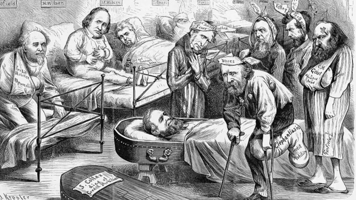 1873 political cartoon lampoons the Crédit Mobilier Scandal