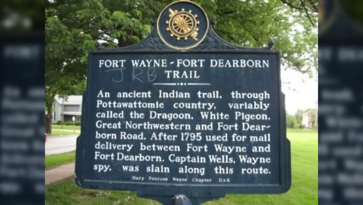 Photograph of historical marker in Fort Wayne, Indiana