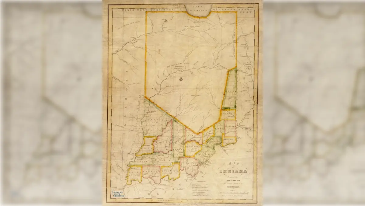 Historic 1817 map of the State of Indiana