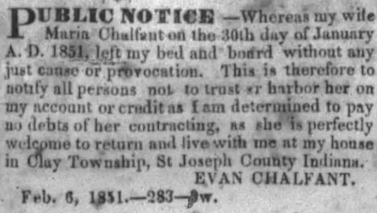 Newspaper clipping from February 6, 1851