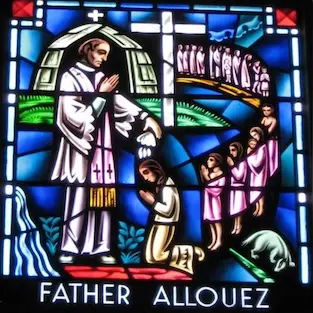 Father Claude Allouez stained glass window at Cathedral of St. Joseph the Workman in LaCrosse, Wisconsin