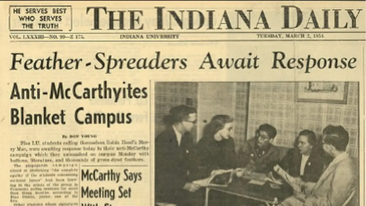 Newspaper clipping from The Indiana Daily dated March 2, 1954