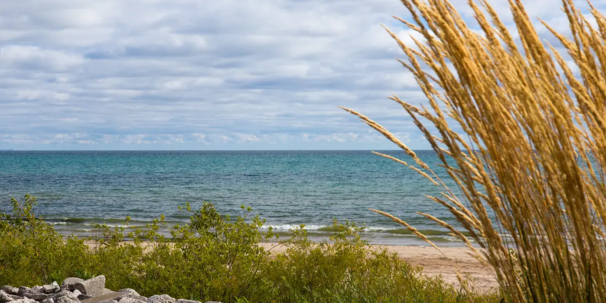 The view of Lake Michigan from a (mostly) private beach in Harbert, Michigan.