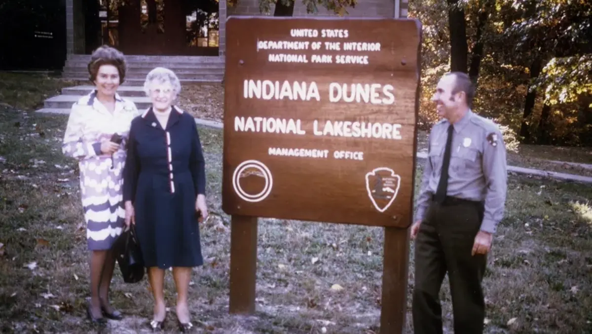 Dorothy Buell poses at the Indiana Dunes National Lakeshore