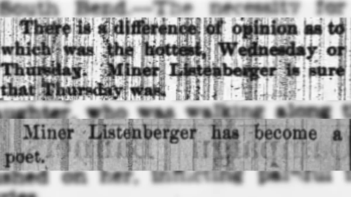 News clippings referencing Miner Listenberger