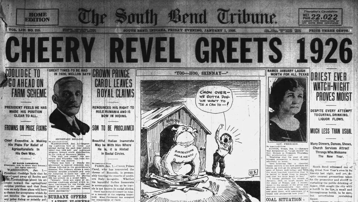 Clipping from the South Bend Tribune; January 1, 1926