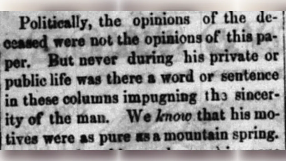 Clipping from Eddy's obituary in the St. Joseph Valley Register