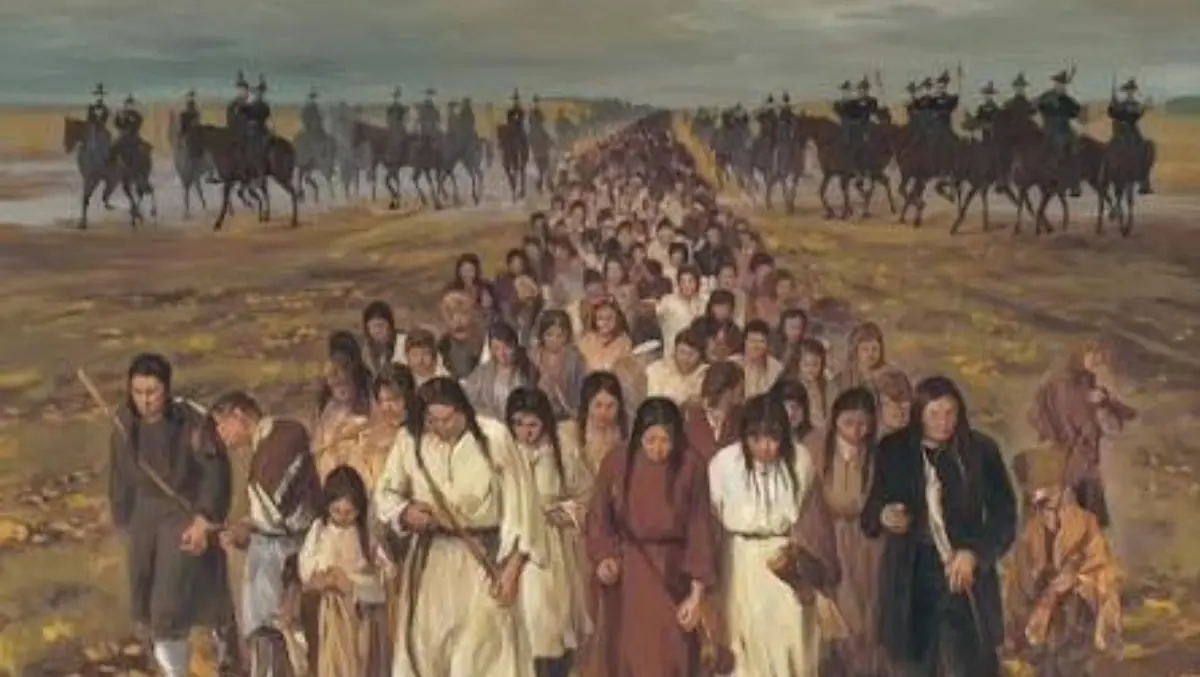 Artist's rendition of the Potawatomi Trail of Death