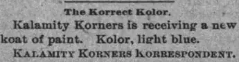 Newspaper clipping explaining the repainting of Kalamity Korners