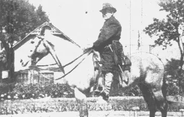 Rudolph Donmoyer riding a horse