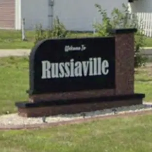 Welcome sign at Russiaville, Indiana