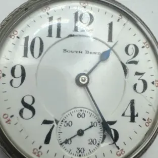 Closeup image of the face of a South Bend watch