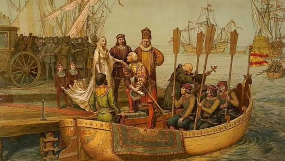 The legendary (and fictional) Prince Madoc sets sail from Wales in this painting.