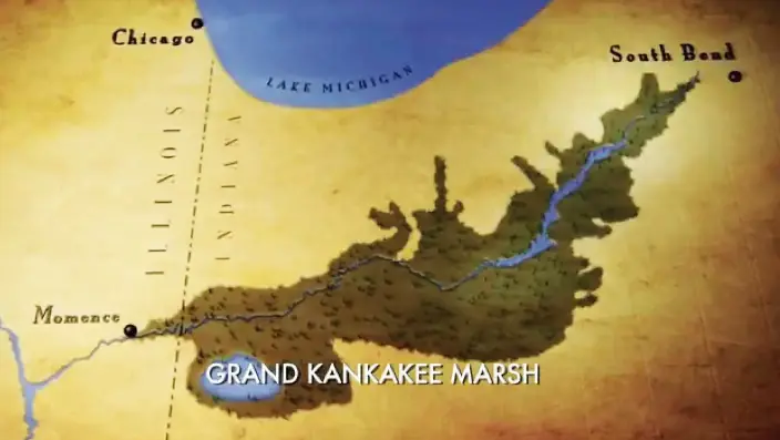 Map of the Grand Kankakee Marsh in 1850