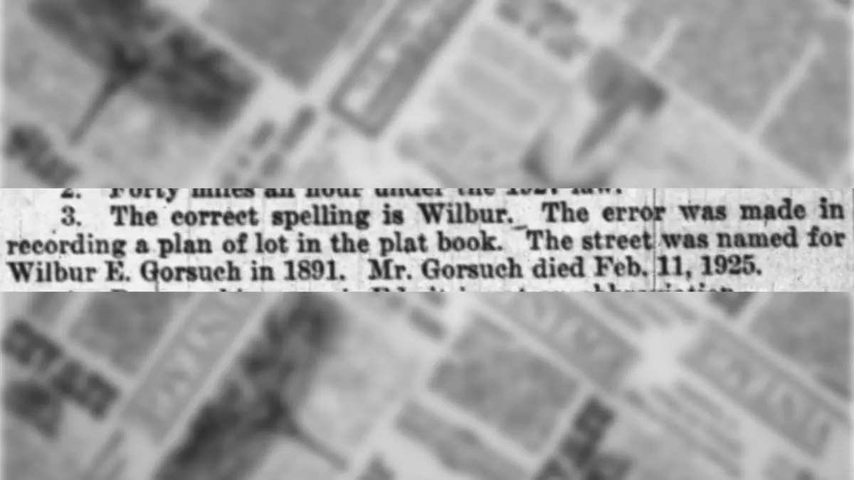 Newspaper clipping claims Wilber Street is a misspelling.