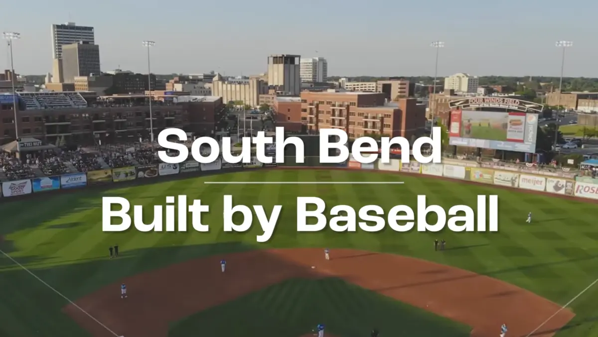 Still frame from WNIT documentary, South Bend: Built By Baseball